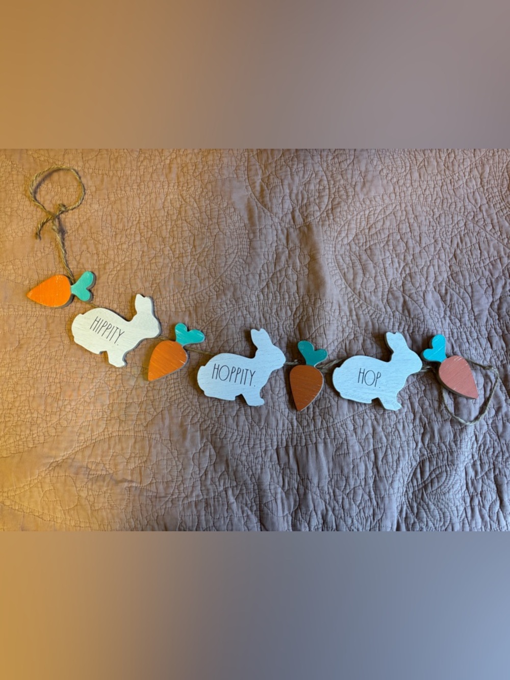 Rae Dunn Bunny and Carrot Garland - White, Orange, Teal